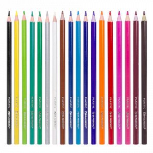 Карандаши цветные BRAUBERG PREMIUM, 18 цветов, пластиковые, шестигранные, грифель мягкий 3 мм, 181667