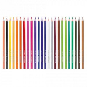 Карандаши цветные BRAUBERG PREMIUM, 24 цвета, пластиковые, шестигранные, грифель мягкий 3 мм, 181668