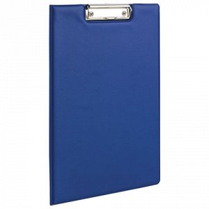Папка-планшет BRAUBERG, с верхним прижимом и крышкой, А4, картон/ПВХ, Россия, синяя, двойной срок службы, 221489