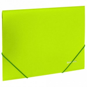 Папка на резинках BRAUBERG “Neon“, неоновая, зеленая, до 300 листов, 0,5 мм, 227460