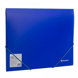 Папка на резинках BRAUBERG “Neon“, неоновая, синяя, до 300 листов, 0,5 мм, 227463