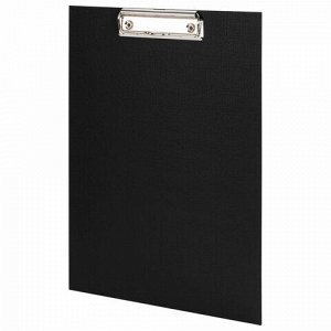 Доска-планшет STAFF с прижимом А4 (225х316 мм), картон/бумвинил, РОССИЯ, черная, 229051
