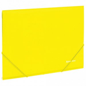 Папка на резинках BRAUBERG “Neon“, неоновая, желтая, до 300 листов, 0,5 мм, 227461