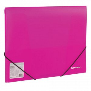 Папка на резинках BRAUBERG “Neon“, неоновая, розовая, до 300 листов, 0,5 мм, 227462