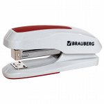 Степлер №24/6, 26/6 BRAUBERG &quot;Extra&quot;, до 30 листов, серо-красный, 229088