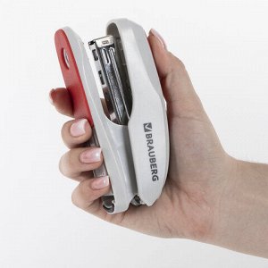 Степлер №24/6, 26/6 BRAUBERG "Extra", до 30 листов, серо-красный, 229088