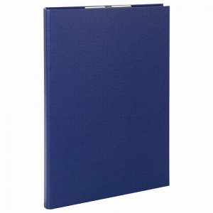 Папка-планшет STAFF, А4 (230х314 мм), с прижимом и крышкой, картон/бумвинил, РОССИЯ, синяя, 229054