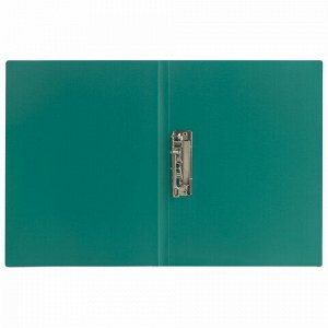 Папка с боковым металлическим прижимом STAFF, зеленая, до 100 листов, 0,5 мм, 229235