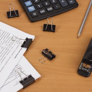 Зажимы для бумаг STAFF "EVERYDAY", КОМПЛЕКТ 12 шт., 32 мм, на 140 листов, черные, картонная коробка, 224608