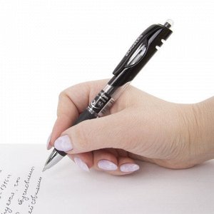 Ручка гелевая автоматическая с грипом BRAUBERG "Black Jack", ЧЕРНАЯ, трехгранная, узел 0,7 мм, линия письма 0,5 мм, 141552