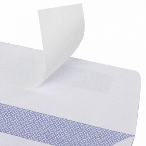 Конверты Е65 (110х220 мм), отрывная лента, 80 г/м2, КОМПЛЕКТ 25 шт., внутренняя запечатка