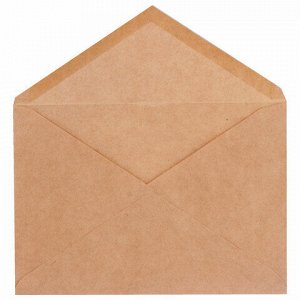 Конверты С6 (114х162 мм) КРАФТ, клей, 90 г/м2, КОМПЛЕКТ 50 шт., треугольный клапан, BRAUBERG, 112363