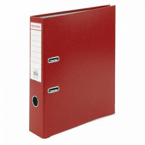 Папка-регистратор с покрытием из полипропилена, 75 мм, прочная, с уголком, BRAUBERG, красная, 226598