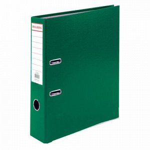 Папка-регистратор с покрытием из полипропилена, 75 мм, прочная, с уголком, BRAUBERG, зеленая, 226597