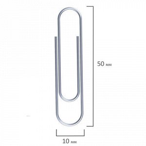Скрепки большие 50 мм, STAFF, оцинкованные, 50 шт., в картонной коробке, РОССИЯ, 224800