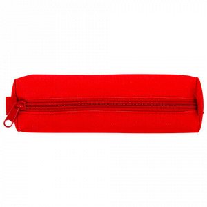Пенал-тубус ПИФАГОР на молнии, текстиль, красный, 20х5 см, 104387