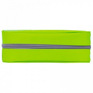 Пенал-косметичка BRAUBERG, мягкий, "KING SIZE NEON GREEN", 20х8х9 см, 229020