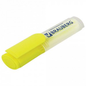 Текстовыделитель BRAUBERG "FLUO", ЖЕЛТЫЙ, линия 1-5 мм, 150398