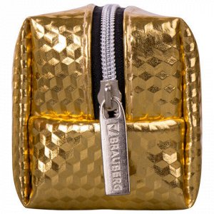 Пенал-косметичка BRAUBERG, глянцевый, мягкий, "Celebrity Gold", 21х5х6 см, 228992