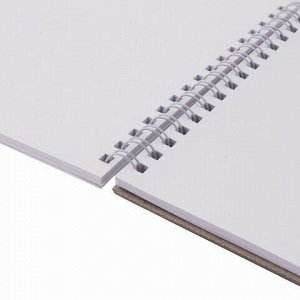 Скетчбук, белая бумага 120 г/м2, 145х205 мм, 40 л., гребень, жёсткая подложка