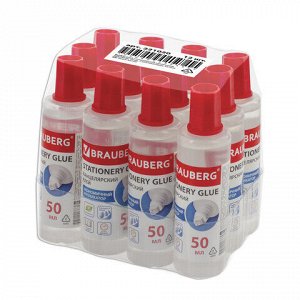 Клей канцелярский жидкий BRAUBERG, 50 мл, с аппликатором, 221020