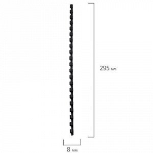 Пружины пластиковые для переплета, КОМПЛЕКТ 100 шт., 8 мм (для сшивания 21-40 л.), черные, BRAUBERG, 530811