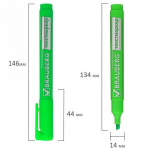 Текстовыделитель BRAUBERG "Energy", ЗЕЛЕНЫЙ, линия 1-3 мм, 150483