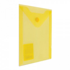 Папка-конверт с кнопкой BRAUBERG, А6, 105х148 мм, 180 мкм, желтая, 227319