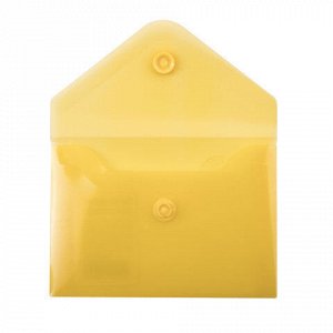 Папка-конверт с кнопкой МАЛОГО ФОРМАТА (74х105 мм), А7 (для дисконтных, банковских карт, визиток) прозр, желтая, 0,18 мм, BRAUBERG, 227324