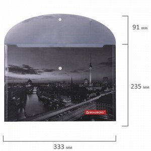 Папка-конверт с кнопкой BRAUBERG "NIGHT CITY", А4, 160 мкм, цветная печать, 228033