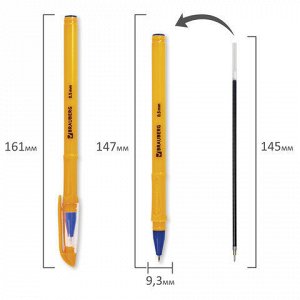 Ручка шариковая масляная BRAUBERG "Oil Sharp", СИНЯЯ, корпус оранжевый, узел 0,7 мм, линия письма 0,5 мм, 141532