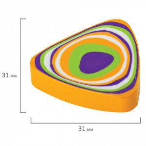 Ластик ПИФАГОР &quot;Дельта&quot;, 31х31х7 мм, ассорти, треугольный, 223616