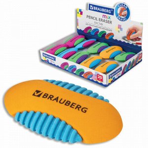 Ластик BRAUBERG "Mix S", 58х33х13 мм, цвет ассорти, 228724