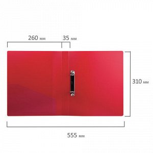 Папка на 2 кольцах BRAUBERG "Contract", 35 мм, красная, до 270 листов, 0,9 мм, 221793