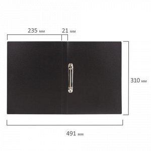 Папка на 2 кольцах BRAUBERG "Office", 21 мм, черная, до 120 листов, 0,5 мм, 221612