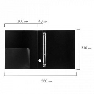 Папка на 4 кольцах BRAUBERG "Стандарт", 40 мм, черная, до 300 листов, 0,9 мм, 221620
