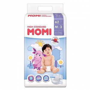 Подгузники MOMI High Standard M (6-11 кг), 62 шт