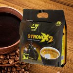 Растворимый кофе  фирмы «G7». «STRONG X2» 3в1

Состав: кофе, сахар, сливки.
В 1 упаковке 24 пакетика по 25гр