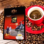 Растворимый кофе фирмы «TrungNguyen» «G7» 3в1Состав: кофе, сливки, сахар. В 1 упаковке 50 пакетиков по 16 грамм.