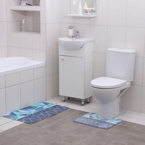 Набор ковриков для ванны и туалета Доляна «Геометрия цветов», 2 шт: 40x45, 45x75 см