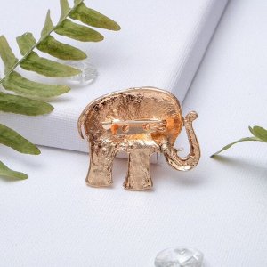 Брошь "Слон индийский", цвет белый в золоте