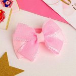 Резинка для волос бант &quot;Маруся&quot; клеточка, 8,5 см, розовый