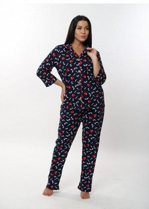 Пижама женская Туфелька(брюки,пуговицы) дл/рук