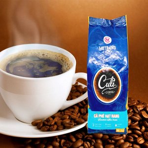 Зерновой кофе фирмы «ME TRANG»
«Кули»
Состав:  70% Арабика, 30% Робуста.
Вес: 500 грамм.