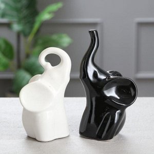 Набор статуэток "Слоны Инь-Янь №1", глазурь, бело-чёрный