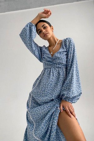 Платье с цветочным принтом и объемными рукавами TOPTOP