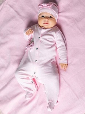 Luxury Baby Комплект на выписку 2 предмета &quot;Корона&quot; розовая с розовым бантиком