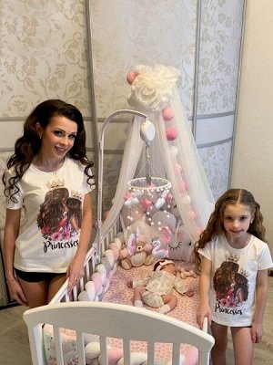 Футболка с принтом &quot;Princesses&quot; шатенки (Family look)