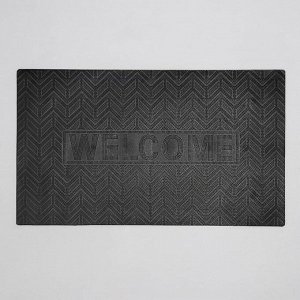 Коврик придверный прямоугольный Доляна «Welcome ребристый», 45?75 см, цвет чёрный
