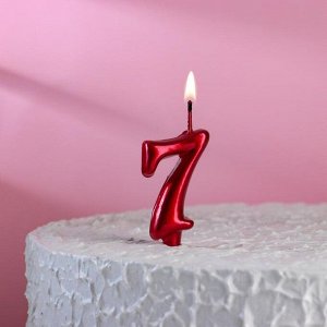 Свеча для торта "Мягкие линии", цифра "7", рубиновая, 7.8 см